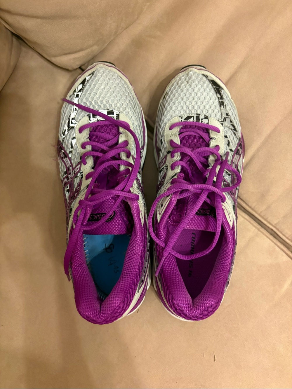 Asics Grey and Purple Women's Running Shoes